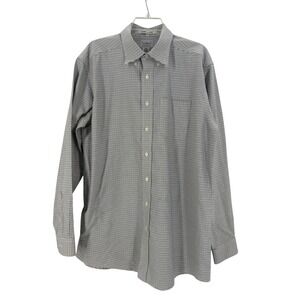 LL Bean Mens Wrinkle Resistant Gingham Check Button Down Shirt 16 1/2 36